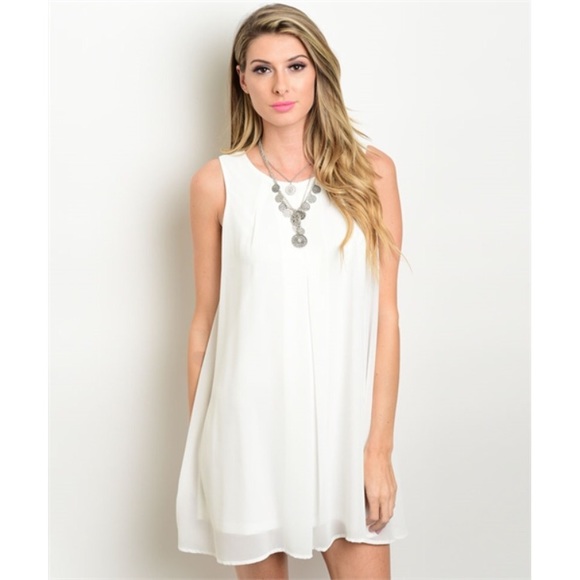 Dresses & Skirts - White Flowy Sheer Dress S